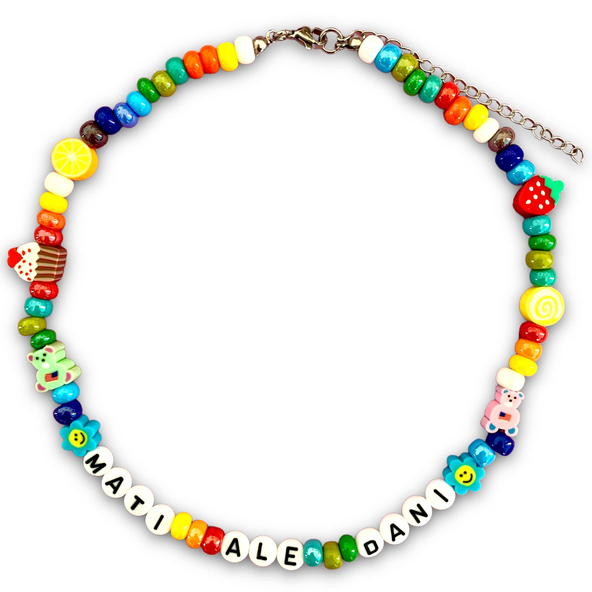 Collana Nome con Perline - Collana Estate Nome - Collana personalizzata con Perline colorate waterproof -Collana colorata