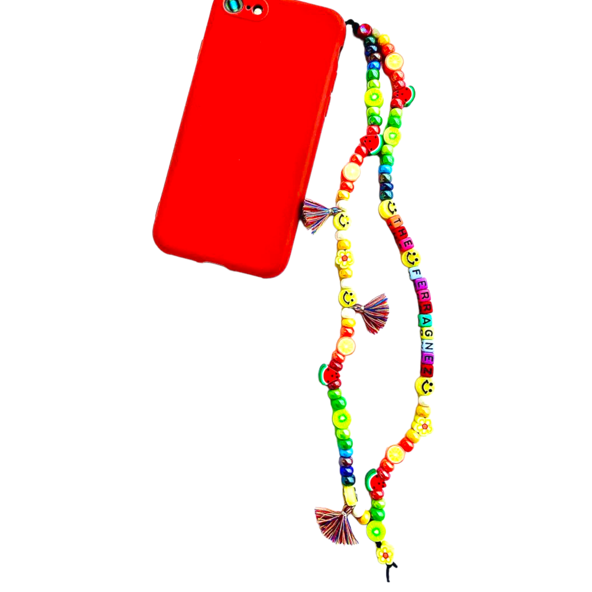 Phone Beads personalizzato - Cordino per Cellulare perline - Phone Strap Personalizzato - Phone Beads perline Rainbow